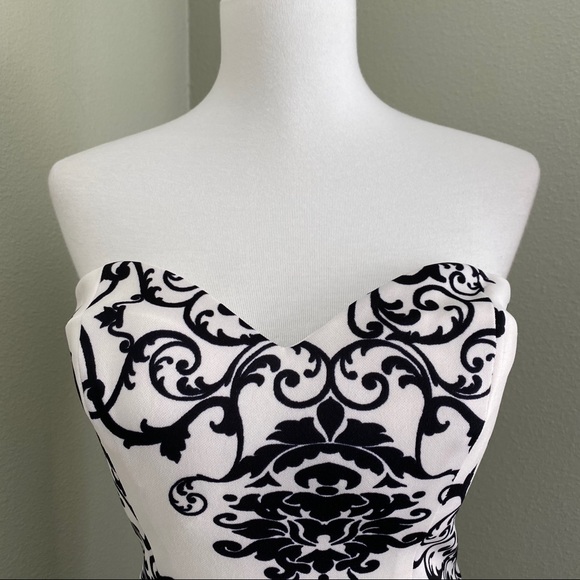 B Darlin Black and White Strapless Dress - Picture 2 of 5